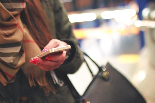 close up of girl on her phone